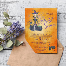 Convites Festa de chá de panela de Halloween da Bruxa com a