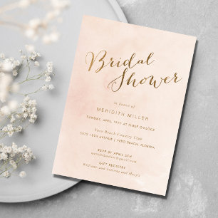 Convites Festa de Chá de panela Dourada rosa