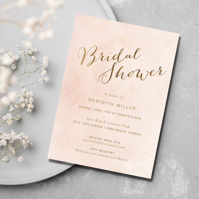 Convites Festa de Chá de panela Dourada rosa (Pink Gold Bridal Shower Party Invitation)