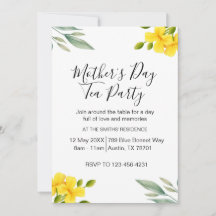 Festa de Chá do Dia das Mães com Floral Amarelo