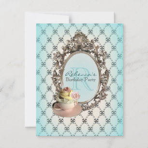Convites festa de chá em inglês do cupcake floral victori