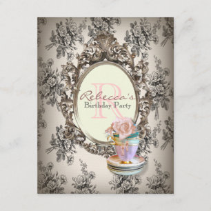 Convites festa de chá em inglês do cupcake floral victori