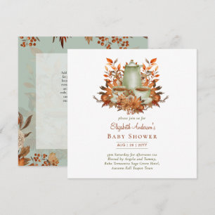 Convites Festa de Chá Floral Boho Terracotta Sage QUALQUER