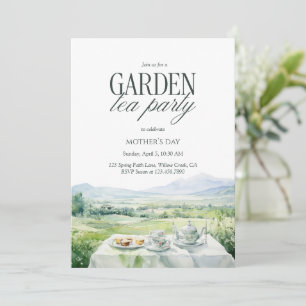 Convites Festa de Chá no Jardim Aquarela Dia das Mães Elega