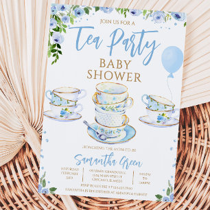 Convites Festa de Chá no Jardim para Menino Baby Shower