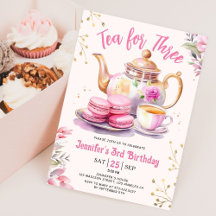 Festa de Chá para Três! Menina Floral Rosa Anivers