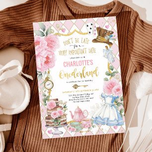 Convites Festa de Chá Pink Onederland 1º Aniversário