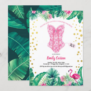 Convites Festa de chá Tropical de flamingo lingerie