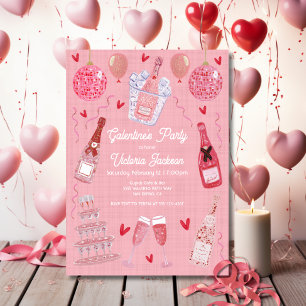 Convites Festa de Champanhe do Dia dos Namorados Galentine 