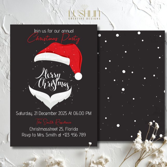 Convites Festa de Chapéu Vermelho de Natal Celebração de Fé (Criador carregado)
