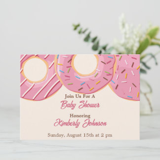 Convites Festa de Chás de Bebê Donut Rosa Delícia