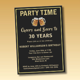 Convites Festa de Cheers & Beers 30 anos (Qualquer Ano) Ani