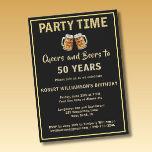 Convites Festa de Cheers & Beers 50 anos (Qualquer Ano) Ani