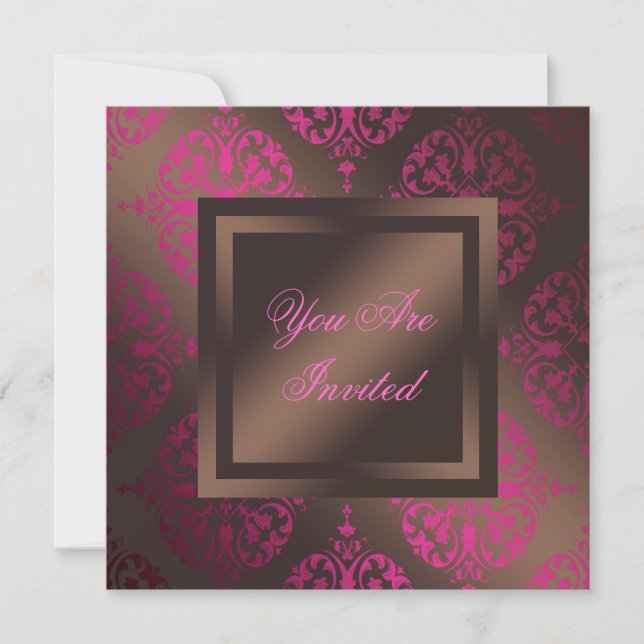 Convites Festa de Chocolate Marrom Rosa Quente (Frente)