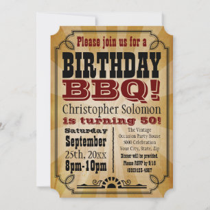 Convites Festa de CHURRASCO de Aniversário do País Vintag