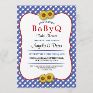 Convites Festa de CHURRASCO de BABYQ Blue Invite