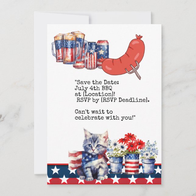 Convites Festa de Churrasco do Dia 4 de Julho de Independên (Frente)