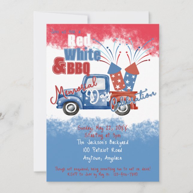 Convites Festa de Churrasco do Dia da Independência no Dia  (Frente)