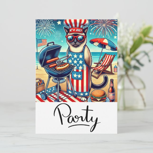 Convites Festa de Churrasco do GAT 4 de Julho Dia da Indepe (Em pé/Frente)