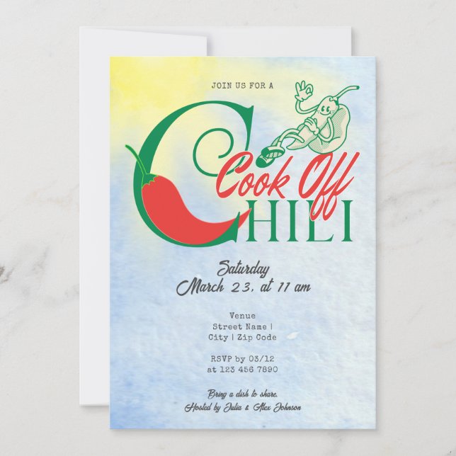 Convites Festa de Churrasco e Chilli Cook Off Friendsgiving (Frente)