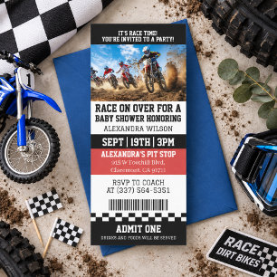 Convites Festa de Chuveiro de Bebê de Moto Off-Road Bilhete