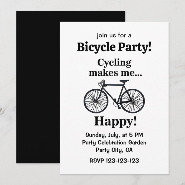 Convites Festa de Ciclismo de Bicicleta (Frente/Verso)