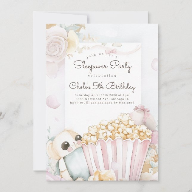 Convites Festa de cinema noturna de aniversário de um filme (Frente)