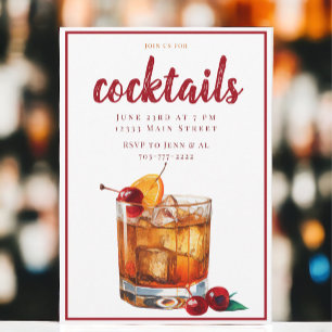 Convites Festa de Cocktail Clássico Old Fashioned