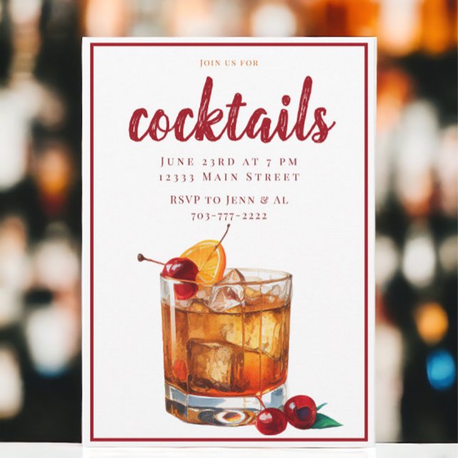 Convites Festa de Cocktail Clássico Old Fashioned (Criador carregado)