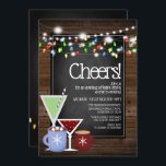 Convites Festa de Cocktail de Chalkboard e Madeira de Natal<br><div class="desc">Tema do quadro e madeira divertidos para estas adoráveis convites de festas de Natal</div>