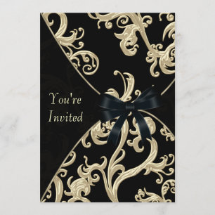 Convites Festa de Cocktail de Creme Preto