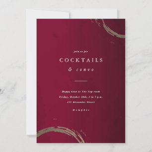 Convites Festa de Cocktail de Férias Vermelho e Dourado