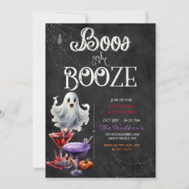 Convites Festa de Cocktail de Halloween Chalkboard Boos & B