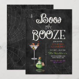 Convites Festa de Cocktail de Halloween Chalkboard Boos & B