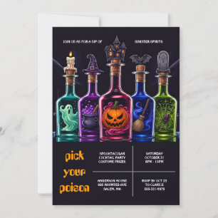 Convites Festa de Cocktail de Halloween Escolha Seu Veneno