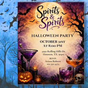 Convites Festa de Cocktail de Halloween Espíritos & Espírit