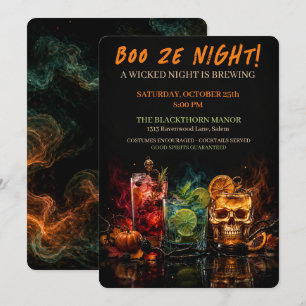 Convites Festa de Cocktail de Halloween Gótico Boo Ze Night