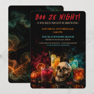 Convites Festa de Cocktail de Halloween Gótico Boo Ze Night