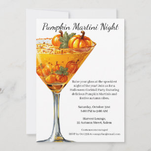 Convites Festa de Cocktail de Halloween   Martini de Abóbor