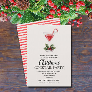 Convites Festa de Cocktail de Natal Chic Candy Cane Martini