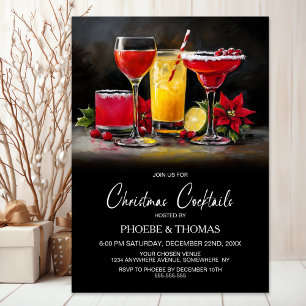 Convites Festa de Cocktail de Natal com Poinsettia