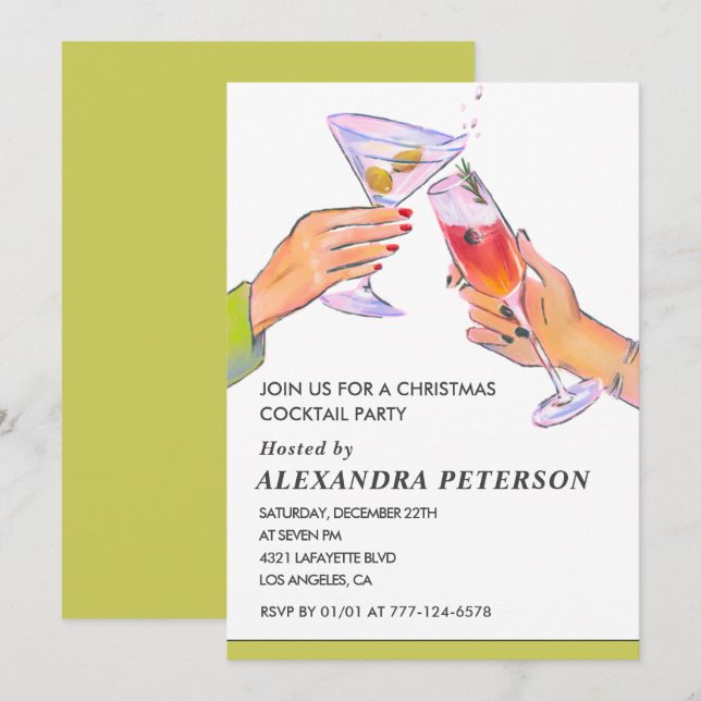 Convites Festa de Cocktail de Natal Elegante (Frente/Verso)
