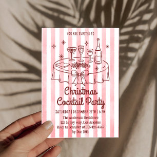 Convites Festa de Cocktail de Natal Elegante com Listras Ro