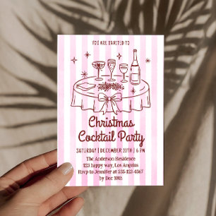 Convites Festa de Cocktail de Natal Elegante com Listras Ro