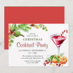 Convites Festa de Cocktail de Natal Feriado Holly Berry