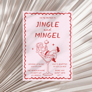 Convites Festa de Cocktail de Natal Jingle e Mingle Retro