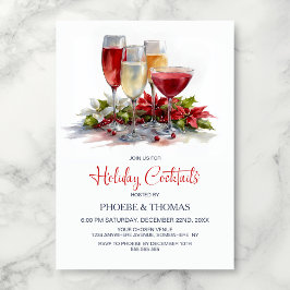Convites Festa de Cocktail de Natal Poinsettia