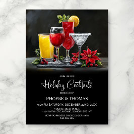 Convites Festa de Cocktail de Natal Poinsettia