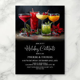 Convites Festa de Cocktail de Natal Poinsettia