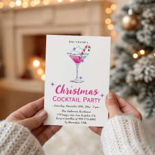 Convites Festa de Cocktail de Natal Rosa Elegante